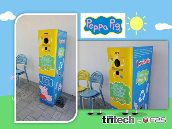 Peppa Pig -personalizzazione grafica Tritech compattatore bottiglie lattine